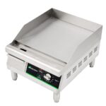 Restaurantware Hi Tek - Plancha eléctrica duradera para encimera, 120 V, 1750 W, de acero inoxidable, con bandeja de gra