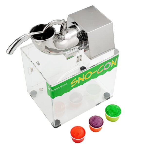 Restaurantware Hi Tek - Máquina eléctrica de cono de nieve, 1 máquina de afeitar de hielo con boca de tolva ancha, funci