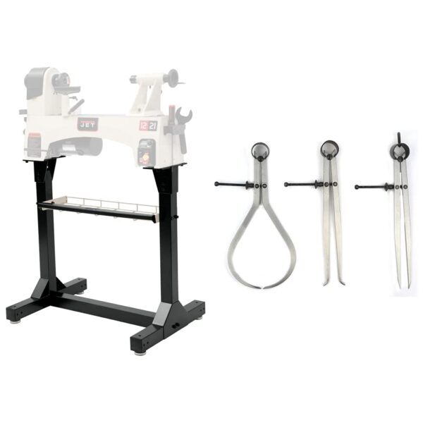 Soporte para torno Jet JWL-1221VS 719202A con bandeja para herramientas y Juego de 3 pinzas Big Horn 19053C de 8 pulgada