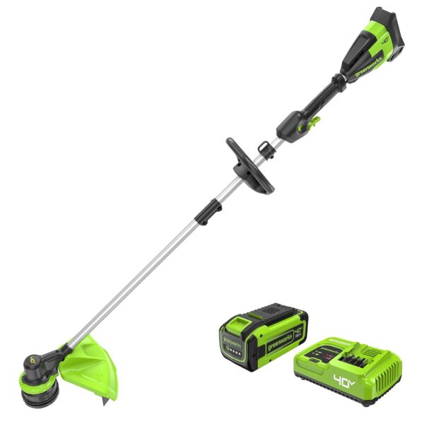 Cortadora de Cuerda Greenworks ST40L810 40V Inalámbrica 17 Pulgadas Motor sin Escobillas con Batería 8 Ah y Cargador Ráp