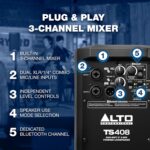 Altavoz PA Activo ALTO TS408 2000W 8 Pulgadas con Mezclador de 3 Canales y Bluetooth