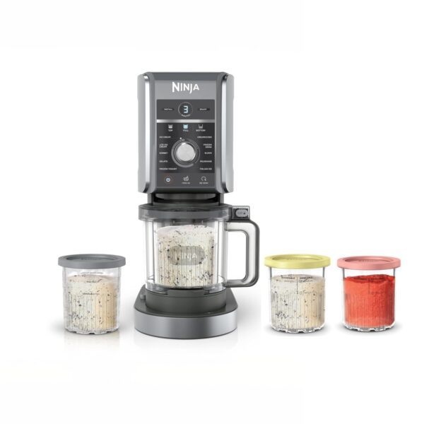 Ninja CREAMi Deluxe - Máquina para hacer helados y postres congelados, incluye (4) recipientes de tamaño familiar de 24