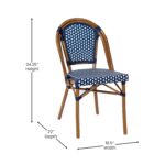Juego de 2 Sillas Apilables Flash Furniture 2-SDA-AD642001-NVYWH-NAT-GG Ratán PE Azul Marino y Blanco Marco de Aluminio