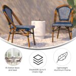 Juego de 2 Sillas Apilables Flash Furniture 2-SDA-AD642001-NVYWH-NAT-GG Ratán PE Azul Marino y Blanco Marco de Aluminio
