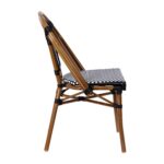 Juego de 2 Sillas Apilables Flash Furniture Burdeos Ratán PE Negro Blanco Marco de Aluminio con Estampado de Bambú