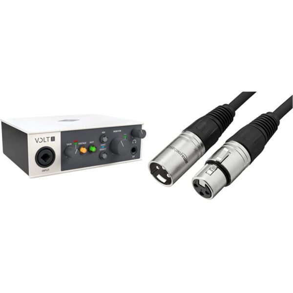 Interfaz de Audio Universal Audio UA Volt 1 USB Negro con Cable XLR Amazon Basics 6 pies Conductores de Cobre