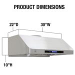 BRAMA Campana extractora debajo del gabinete con conducto de escape, luces LED de control de pantalla táctil, ventilador