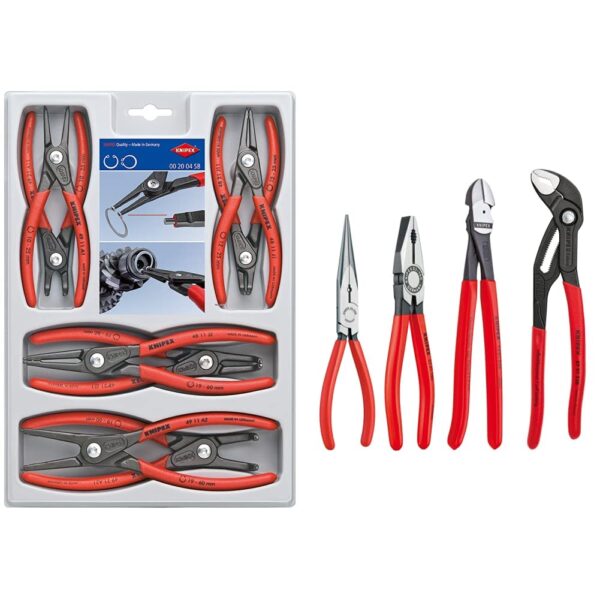 Juego de Alicates de Precisión KNIPEX 00 20 04 SB y Alicates Cobra 9K 00 80 94 US 12 Piezas Rojo