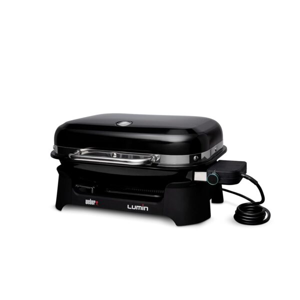 Parrilla Eléctrica Weber Lumin 92010901 Negra Acero Aleado y Porcelana 1560 Vatios 600 Grados Fahrenheit