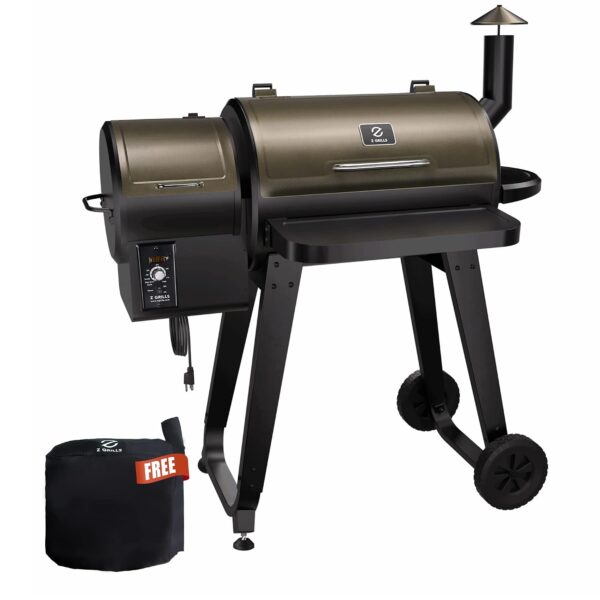 Ahumador Z GRILLS Serie 450 8 en 1 Parrilla de Pellets de Madera 459 Pies Cuadrados Color Bronce