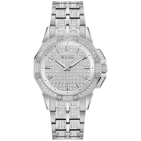 Reloj Bulova Octava Crystal 96L305 para Mujer Acero Inoxidable Plateado con Esfera de Cristales 34 Milímetros