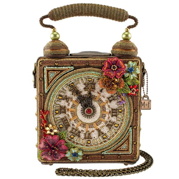 Bolso de mano Mary Frances Time of Your Life BAG 22-580 con cuentas asa superior temática de reloj multicolor