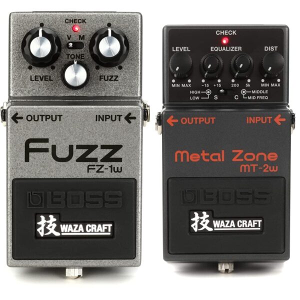 Pedales de Efectos de Guitarra Boss FZ-1W Waza Craft Fuzz y MT-2W Waza Craft Metal Zone Distorsión Color Negro