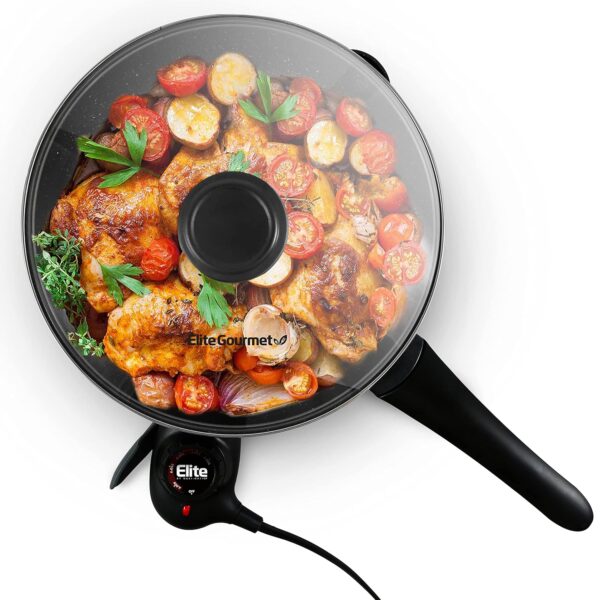 Elite Gourmet EG6207# Sartén resistente a los arañazos de 10.5 pulgadas (2 cuartos), boquilla fácil de verter, apta para