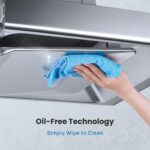 FOTILE EMS6008-CR 24" Campana de cocina de montaje en pared con pantalla táctil, 3 ajustes de velocidad y modo Turbo aut