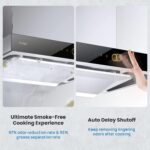 FOTILE EMS6008-CR 24" Campana de cocina de montaje en pared con pantalla táctil, 3 ajustes de velocidad y modo Turbo aut
