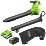 Soplador de Hojas Greenworks BVF444 40 V Inalámbrico con Aspirador y Bolsa 340 CFM 185 MPH