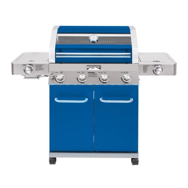Parrilla de Gas Monument Grills 35633 4 Quemadores más 2 Laterales Acero Inoxidable 72000 BTU Tapa Clearview