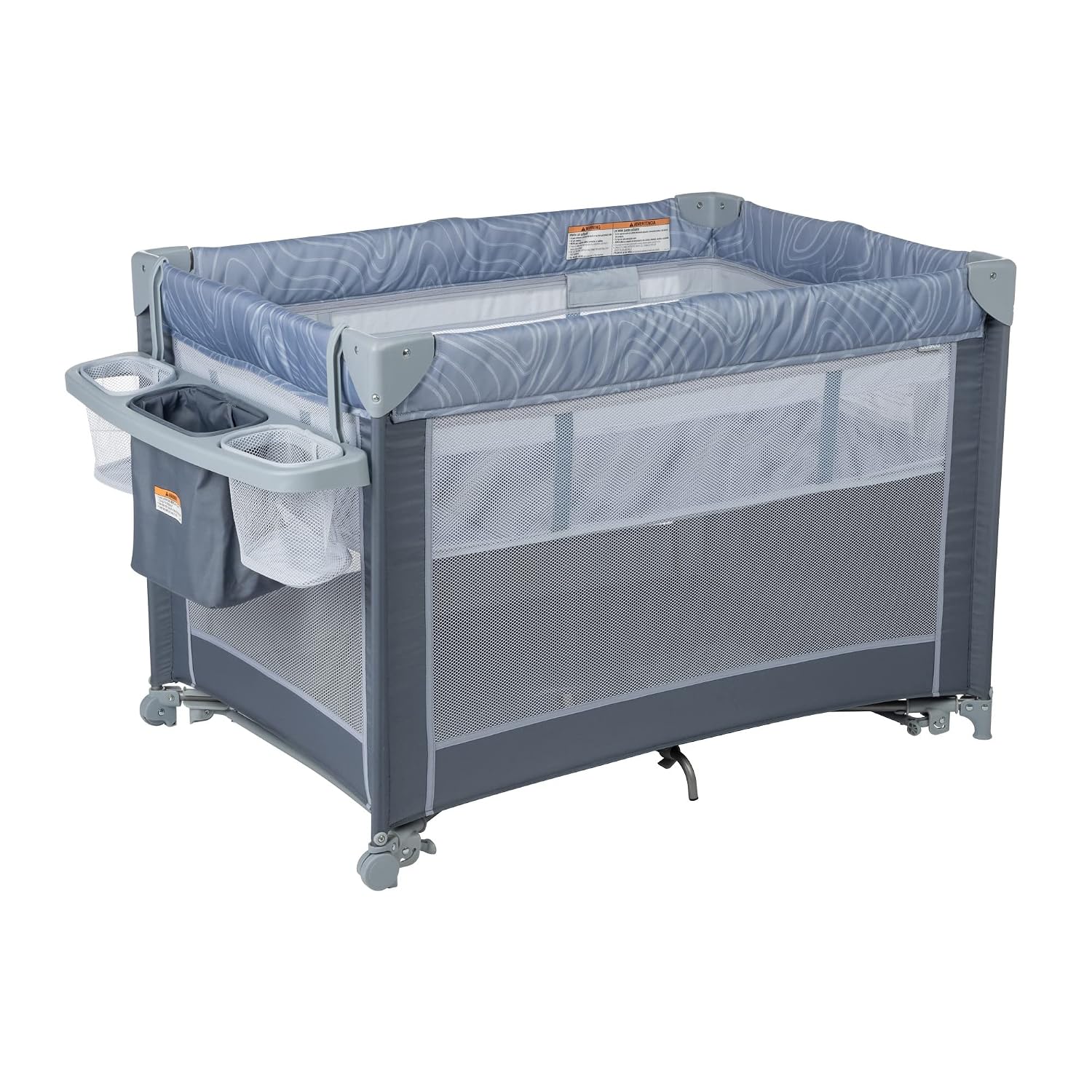 Moisés Mecedora con Patio de Juegos Cosco Kids DLX Ondas Orgánicas Aluminio Plástico Poliéster Malla Transpirable