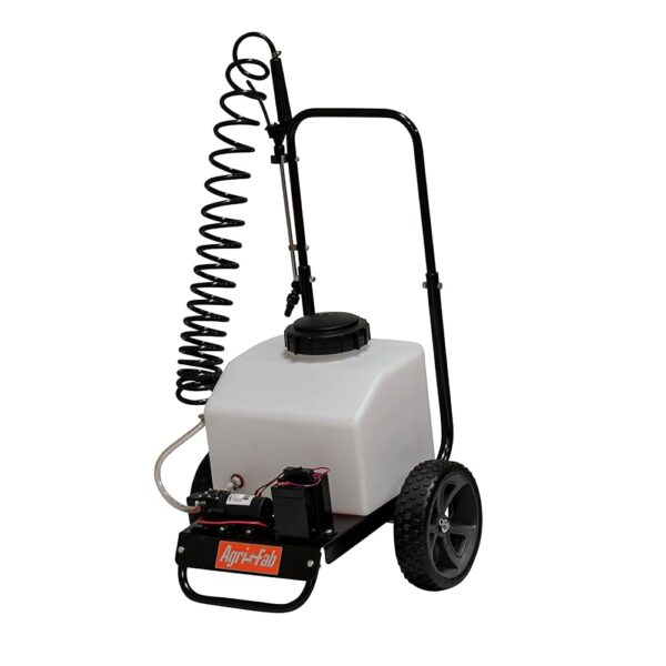 Pulverizador de Empuje Agri-Fab 45-0595 6 Galones Tanque Blanco Bomba 1.0 GPM 40 PSI Batería 12 Voltios 5 Amperios Hora