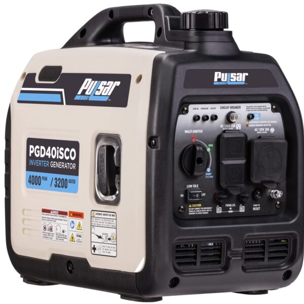 Generador Inversor de Gas Pulsar PGD40ISCO 4000 Watts Blanco Modelo 164F/P