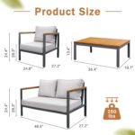 Juego de Muebles Greesum GS-4PCS0068 4 Piezas Patio Marco de Metal Cojín Gris Claro