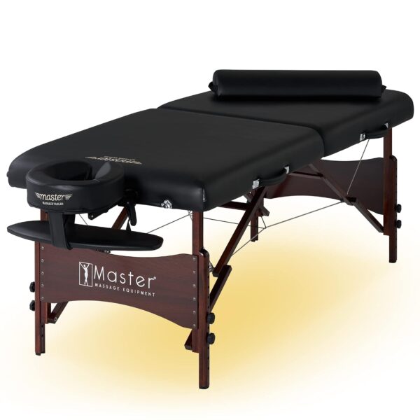 Mesa de Masaje Portátil Master Massage Roma II Modelo 10025 30 Pulgadas Negro con Sistema de Iluminación Ambiental