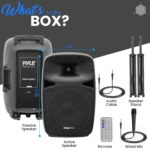 Pyle Potente altavoz PA Bluetooth portátil de 80 W con sonido inalámbrico, sistema de audio recargable para interiores y