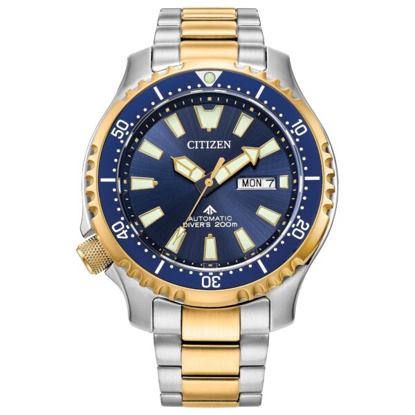 Reloj Citizen Promaster Dive Fugu NY0154-51L Automático Acero Inoxidable 44mm Dos Tonos Resistente al Agua 200 Metros