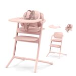 Silla alta Cybex LEMO 3 en 1 con juego de bebé y bandeja para aperitivos rosa perla ajuste de altura y profundidad con u