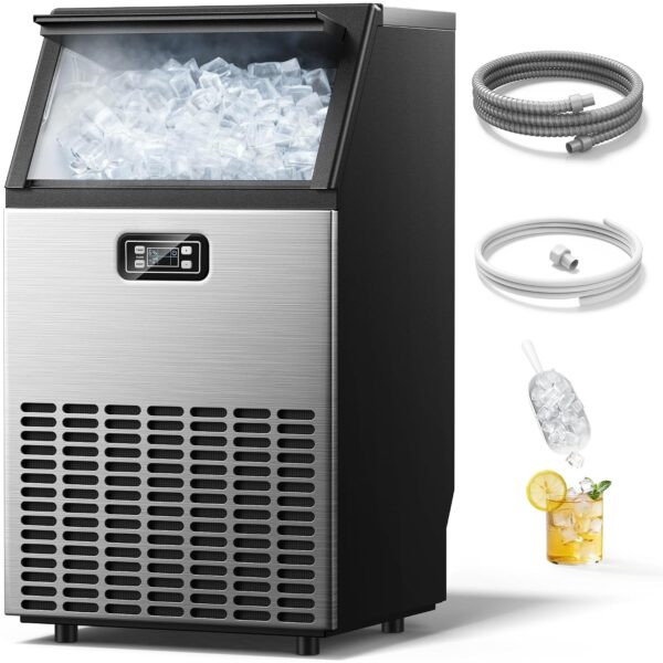 EUHOMY - Máquina comercial para hacer hielo de acero inoxidable, 95 libras de producción diaria, 15 kg de capacidad de a