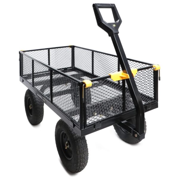 Olympia Tools Carrito de jardín de acero de 1,000 libras y 6 pies cúbicos, carro resistente, con lados de malla extraíbl
