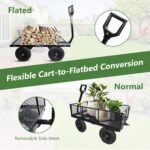 Olympia Tools Carrito de jardín de acero de 1,000 libras y 6 pies cúbicos, carro resistente, con lados de malla extraíbl