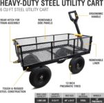Olympia Tools Carrito de jardín de acero de 1,000 libras y 6 pies cúbicos, carro resistente, con lados de malla extraíbl