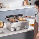 VEVOR Freidora Profunda Comercial, Freidora Eléctrica de Encimera de Doble Tanque de 3000W con Cesta, 2 x 11.6Qt/11L Fre