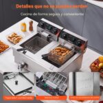 VEVOR Freidora Profunda Comercial, Freidora Eléctrica de Encimera de Doble Tanque de 3000W con Cesta, 2 x 11.6Qt/11L Fre