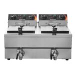 VEVOR Freidora Profunda Comercial, Freidora Eléctrica de Encimera de Doble Tanque de 3000W con Cesta, 2 x 11.6Qt/11L Fre