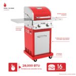 Parrilla de Gas Nexgrill 720-0864R 2 Quemadores 401 Pulgadas Cuadradas 28000 BTU Rojo