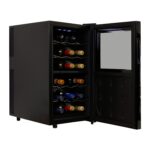 Koolatron Enfriador de vino de doble zona para 18 botellas, refrigerador de vino termoeléctrico negro, 1.7 pies cúbicos