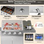 Parrilla de Gas Propano Giantex NP10898US-SL 4 Quemadores Principales 1 Quemador Lateral 50000 BTU Acero Inoxidable 460