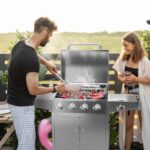 Parrilla de Gas Propano Giantex NP10898US-SL 4 Quemadores Principales 1 Quemador Lateral 50000 BTU Acero Inoxidable 460