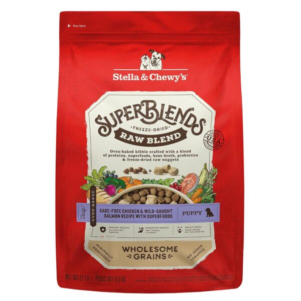 Alimento para Cachorros Stella & Chewy's SuperBlends Mezcla Cruda Pollo sin Jaula y Salmón Silvestre 21 Libras