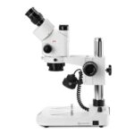 Microscopio de zoom estéreo trinocular Stereoblue, objetivo de zoom de 0.7x a 4.5x, aumento de 7x a 45x soporte ergonómi
