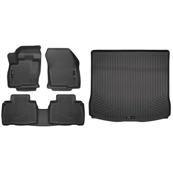 Tapetes Husky Liners Weatherbeater para Ford Edge 2015 2024 Delanteros Segunda Fila y Revestimiento de Carga Negro 4 Pie