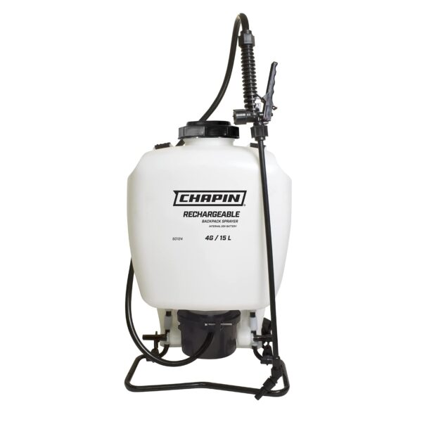 Rociador de Mochila Chapin International 60124 Recargable 4 Galones 20V Blanco Translúcido