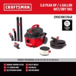 CRAFTSMAN CMXEVBE17040 - Aspiradora en seco y húmedo (4 galones, 5.0 pico)