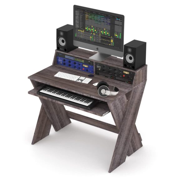Glorious Sound Desk - Estación de trabajo de estudio profesional compacta con compartimento extraíble para teclado (noga