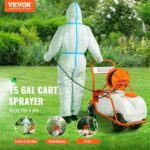 Pulverizador de Jardín VEVOR KF-60C-1 15 Galones con Batería Carrito con Ruedas Manguera 126 Pies 8 Boquillas 2 Varitas