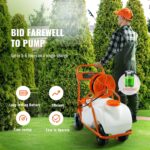 Pulverizador de Jardín VEVOR KF-60C-1 15 Galones con Batería Carrito con Ruedas Manguera 126 Pies 8 Boquillas 2 Varitas