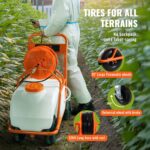 Pulverizador de Jardín VEVOR KF-60C-1 15 Galones con Batería Carrito con Ruedas Manguera 126 Pies 8 Boquillas 2 Varitas